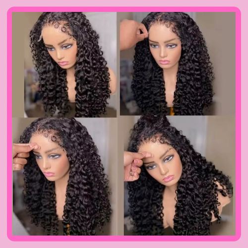 13*4 Deep Curly Human hair Wig Curly Baby Hair Edge 12 A grade 180% Density Skin Melt Transparent Lace Frontal Wig Deep Curly Human Hair