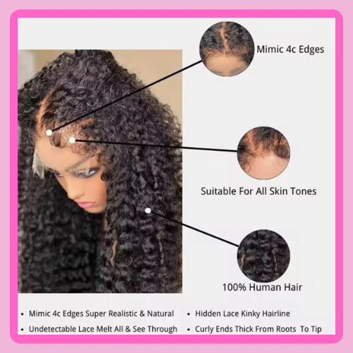 13*4 Curly Human hair Wig Curly 4 C Baby Hair Edge 12 A grade 200% Density Skin Melt Transparent Lace Frontal Wig Curly Human Hair