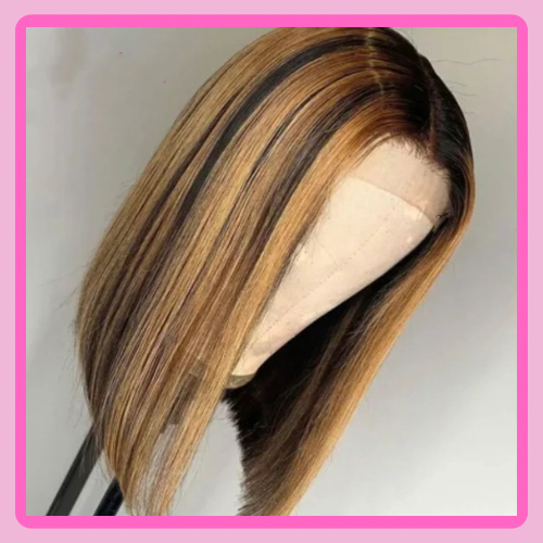 13*4 full Lace Frontal straight Bob Lace 4/27 Highlight Brown lace Front 100% Human Hair 200% Density