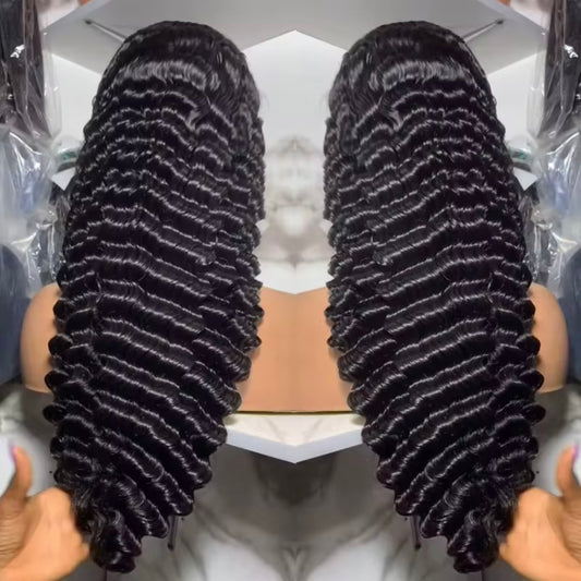 Natural black Burmese Human Hair Transparent Lace Wigs 180% Density with 12 A Grade 13x4 Full Frontal Lace Wig Burmese 100% Human hair