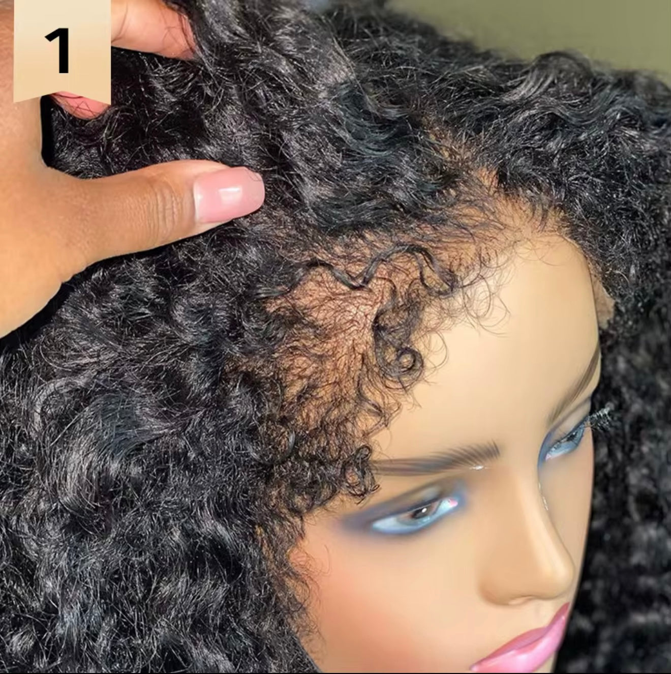 13*4 Deep Curly Human hair Wig Curly Baby Hair Edge 12 A grade 180% Density Skin Melt Transparent Lace Frontal Wig Deep Curly Human Hair