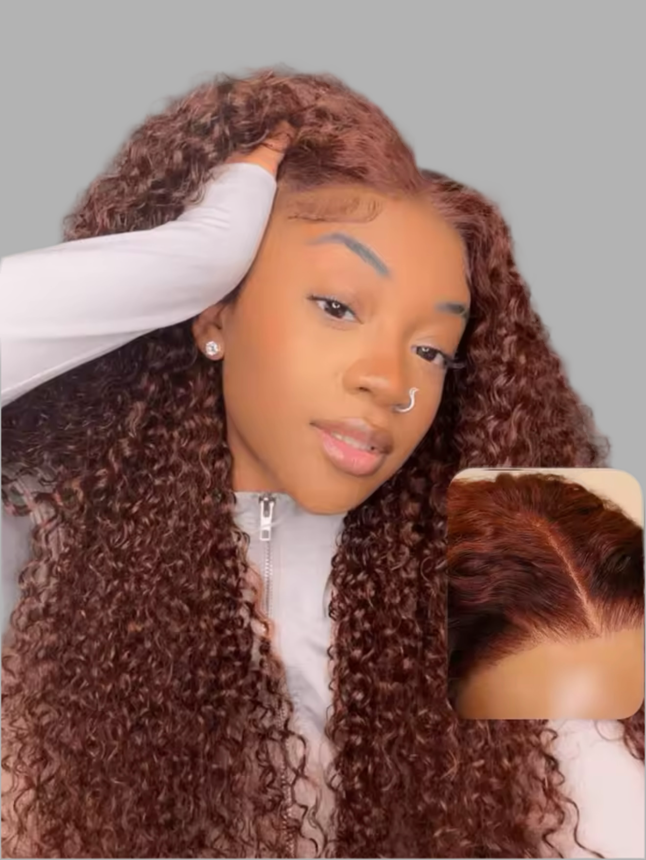 Reddish Brown Deep Wave 13*4 Lace Frontal 180%Density With 12 A Grade Transparent Lace Pre-Plucked Pre-Bleached