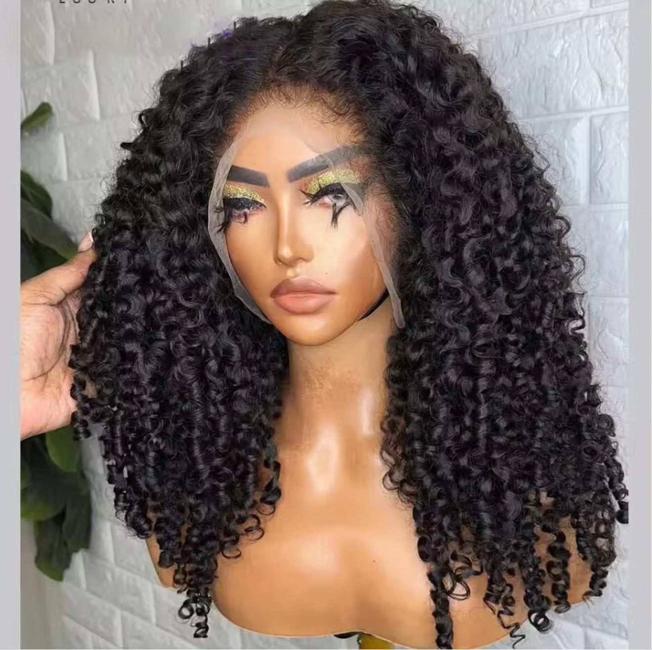 13*4 Deep Curly Human hair Wig Curly Baby Hair Edge 12 A grade 180% Density Skin Melt Transparent Lace Frontal Wig Deep Curly Human Hair