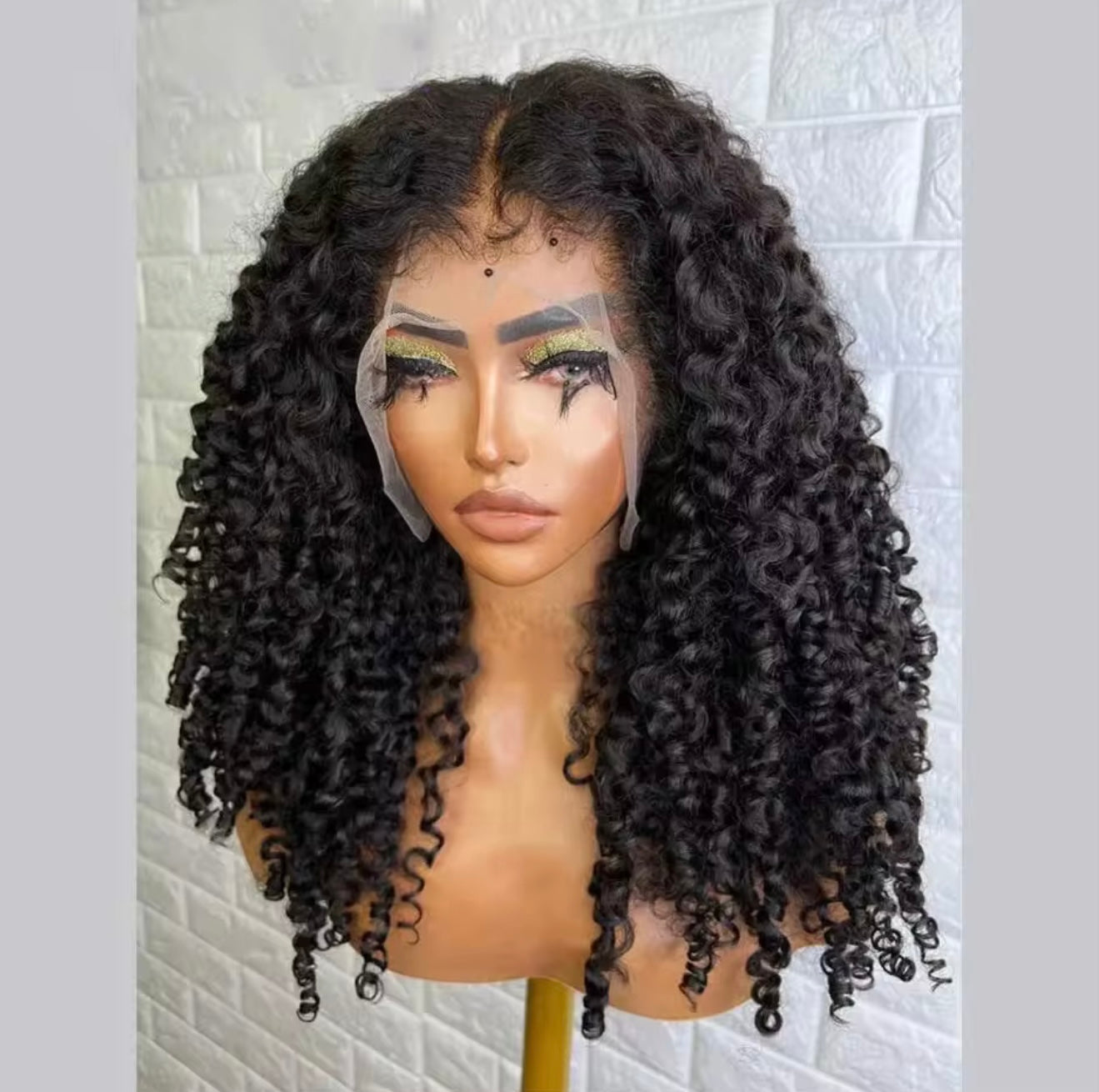 13*4 Deep Curly Human hair Wig Curly Baby Hair Edge 12 A grade 180% Density Skin Melt Transparent Lace Frontal Wig Deep Curly Human Hair