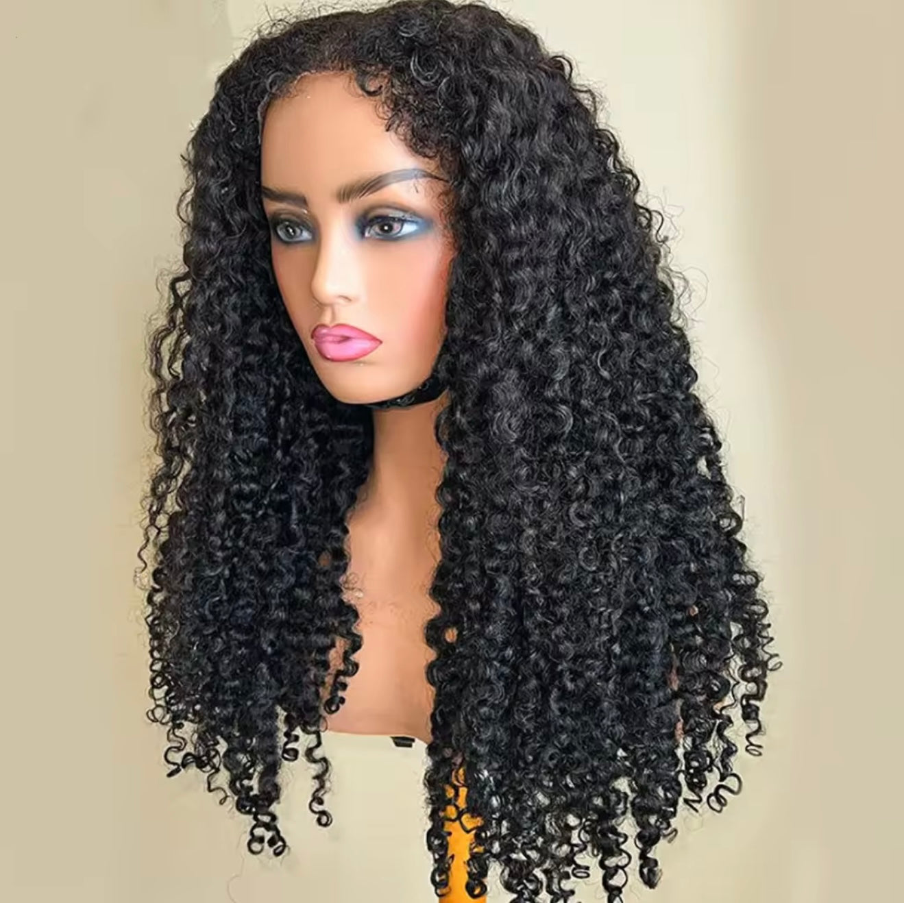 13*4 Deep Curly Human hair Wig Curly Baby Hair Edge 12 A grade 180% Density Skin Melt Transparent Lace Frontal Wig Deep Curly Human Hair