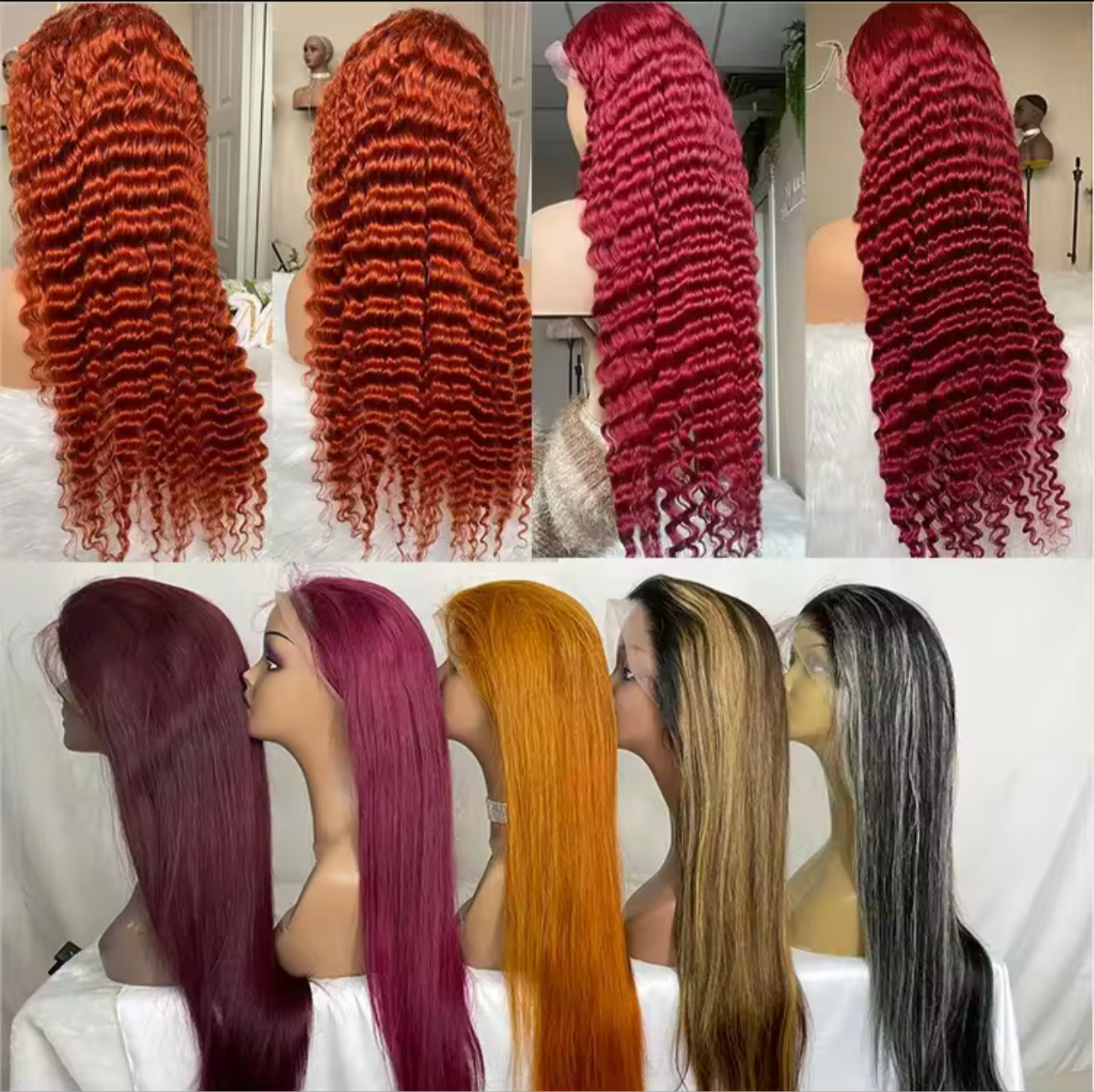 Reddish Brown Deep Wave 13*4 Lace Frontal 180%Density With 12 A Grade Transparent Lace Pre-Plucked Pre-Bleached
