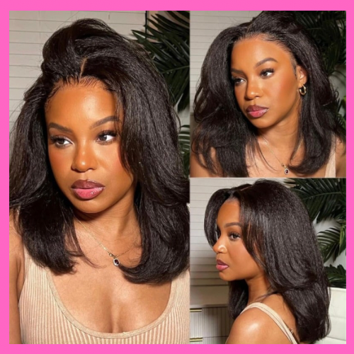 7/5 Yaki Straight Bob Layer Wear & Go Pre Plucked, Pre-Bleached, Pre cut with 200% density