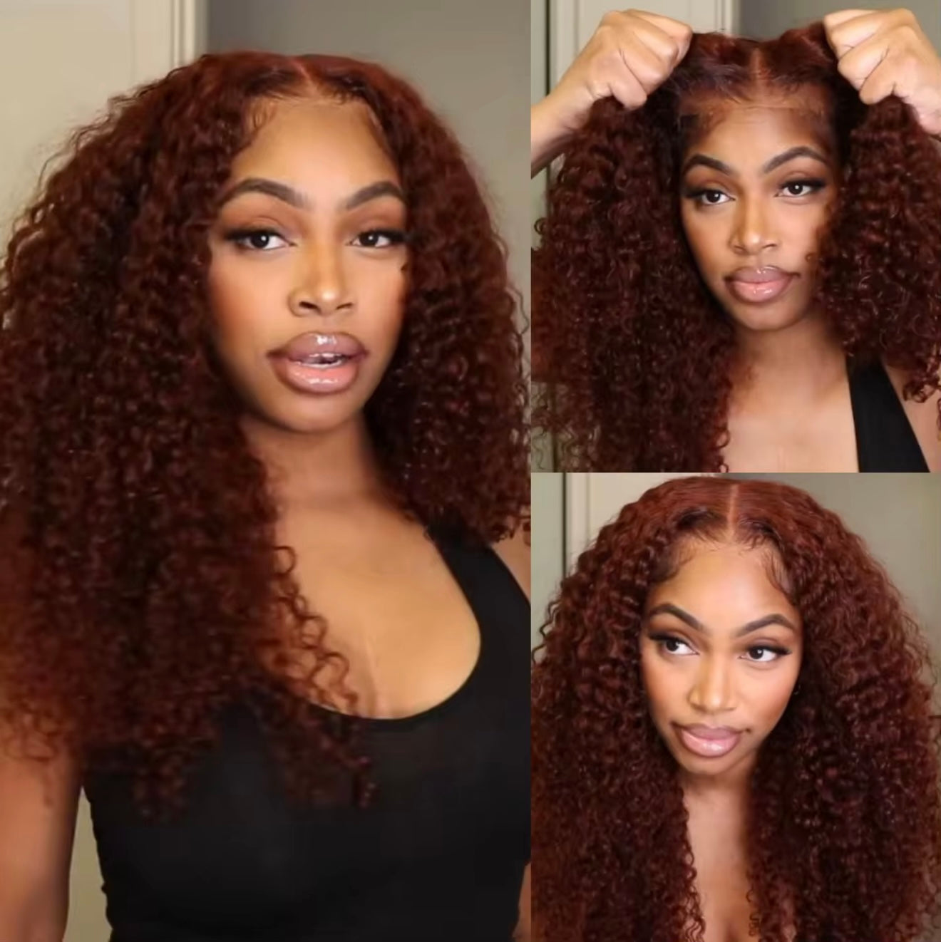 Reddish Brown Deep Wave 13*4 Lace Frontal 180%Density With 12 A Grade Transparent Lace Pre-Plucked Pre-Bleached