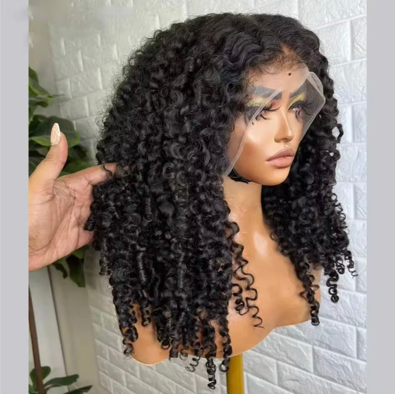 13*4 Deep Curly Human hair Wig Curly Baby Hair Edge 12 A grade 180% Density Skin Melt Transparent Lace Frontal Wig Deep Curly Human Hair