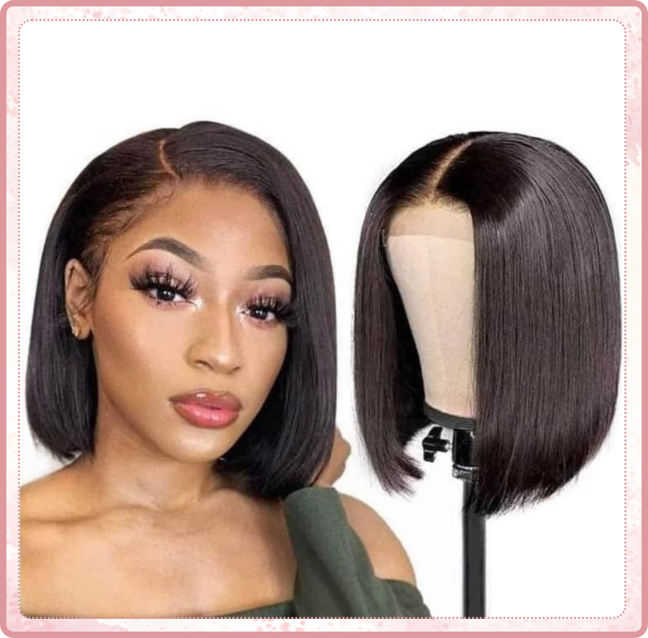 Bob Wig Lace Frontal 13*4 Human hair wig Lace Bob Wig 200% Density Straigh hair